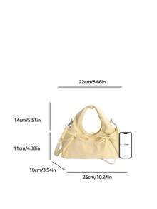 甜美风格新月形手提包，饰有蝴蝶结，多口袋设计，女士必备。Y2K芭蕾舞风格斜挎包，配有可调节肩带，是日常购物和休闲外出的理想之选。 - 黃色 - 查看 4