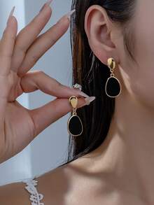 1 Pair Women's Fashionable Versatile Metal Flower Hoop Earrings, Suitable For Daily Wear - Multicolor - View 7