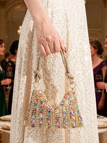 New Rhinestone Decorated Evening Bag, Elegant Handbag For Banquet, Party, Event, European And American Style Refined Clutch, Formal Dress Bag, Fashion Purse - Champagne - View 2