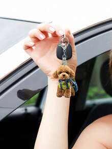 2D Fluffy Poodle Keychain - Brown Puppy, Waterproof Scratch-Resistant Acrylic Pendant, Lightweight Women's Gift, Exclusive For Pet Owners - Valentine's Day, Mother's Day, Campus Accessories, Daily Carry, Quirky Charm, Protective Film, Animal Accessories, Women's Accessories, Christmas, Carefully Selected Gift For Dog Lovers - Multicolor - View 4