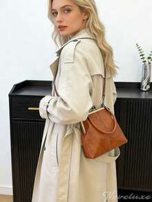 Elegant Commuter Crossbody Bag With Quick Access Buckle Design Textured Faux Leather Crossbody Bag For Working Professionals Versatile Handbag Perfect For Travel And Casual Wear Purses And Bags Women Tote Bag Summer Crossbody Bags For Women Beach Bag Shoulder Bag Y2k Beach Accessories For Women - 彩色 - 查看 4