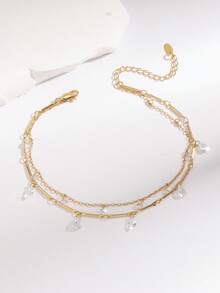 1 pieza Tobillera delicada de doble capa con cadena de bambú y colgante de cereza pequeño, adecuada para uso diario y como regalo de Año Nuevo para mujeres/niñas - Multicolor - Ver 12