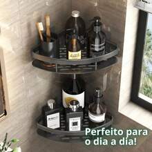 Kit Of 2 Adhesive Metal Wall Mount Organizers For Shampoo, Bathroom, Aluminum Shelf, Multipurpose - Tam giác - Xem 8