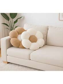 2 Pieces Daisy- Ultrashaped-Soft Plush Seat/Mat - 45x45 Cm - Made In Türkiye - Mocha Brown - View 4