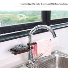 1个沥水架，棕色和白色可选，可放置海绵、抹布、钢丝球和其他小型厨房用具，可挂在水龙头上节省台面空间，是厨房必备的收纳整理工具。 - 彩色 - 查看 3