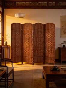 Vách ngăn xếp bằng mây đan thủ công, kiểu dáng hiện đại cho khách sạn, lối vào, phòng khách, phòng ngủ, dễ di chuyển và tối giản. - Màu Khaki - Xem 4