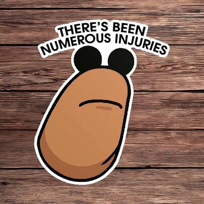 1PC Numerous Injuries Sticker, Funny Potato Laptop Decal, Sarcastic Quote Vinyl, Meme Gift, Waterproof Peel & Stick Water Bottle Sticker, Durable Cute Potato Tumbler Decal, Trending Humor Notebook Vinyl, Perfect Gift For Meme Lovers, Adorable Worm Car Sticker, Easy Apply Funny Laptop Accessory, Brown Potato Water Bottle Decal, Durable Vinyl Computer Sticker, Sassy Quote Notebook Decor, Injuries Quote Tumbler Sticker, Viral Meme Car Decal