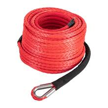 100ft X 3/8" Synthetic Winch Rope 23809LBS Breaking Strength Red Polyethylene Rope With Stainless Steel Hook - Red - View 11