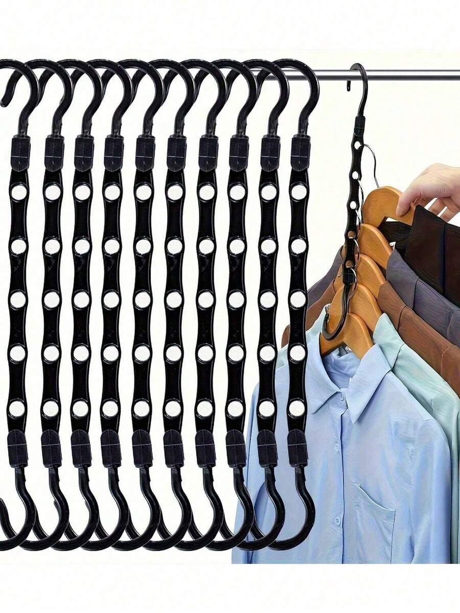 1/3/10pcs ABS Thick Plastic Multi-Hook Hanger Storage Organizer - 3kg Capacity, Suitable For Clothing Stores, Space Saving, Wrinkle-Free, Compact Wardrobe Storage, Drying Clothes, With 5 Slots, Vertical & Horizontal Dual-Direction Use, 360° Rotation, Easy Operation, Suitable For T-Shirts, Shirts, Blouses, Dresses, Spring/Summer Tops
