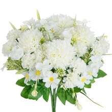 Bó hoa cúc giả bằng lụa 1/3/60 bông, trang trí hoa sống động như thật cho nhà cửa, nhà hàng, phòng tắm, nhà bếp, phòng ngủ, thích hợp cho Ngày của Mẹ, ngày lễ, tiệc sinh nhật, sân vườn ngoài trời. - trắng - Xem 1