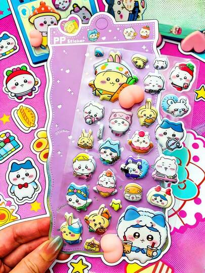 3D卡通放松贴纸，纸雕贴纸，适用于装饰手机、笔记本电脑、行李箱、水瓶、滑板、笔记本和吉他。非常适合日常使用、儿童生日礼物、返校用品、旅行配件和青少年房间装饰——这是动漫迷、涂鸦爱好者和饰品收藏家中最流行的DIY贴纸套装。