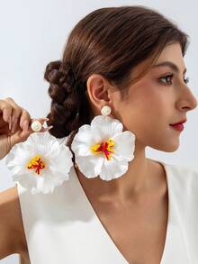 imoli 1 par de pendientes de flor de rafia hechos a mano con estilo bohemio de poliéster, adecuados como joyería de regalo para vacaciones en la playa - Multicolor - Ver 8