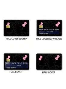 Sanrio 4张/套 三丽鸥Hello Kitty粉色信用卡贴纸，适用于3.35*2.13英寸银行卡、交通卡、带芯片学生证，哑光背胶。酷洛米和查皮狗图案PVC卡贴纸，高品质自粘交通卡贴纸，浅米色借记卡贴纸。 - 彩色 - 查看 3