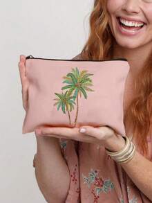 Borsa cosmetica riutilizzabile con stampa di palme di cocco, leggera, con cerniera per il trucco e gli accessori da toeletta, pratica pochette portamonete, borsa da toeletta con stampa di gelsi, accessorio da viaggio, adatta per lo shopping, regalo ideale per Pasqua, Festa della Mamma, Festa dell'Indipendenza, Matrimonio, Laurea - Multicolore - Visualizzare 11