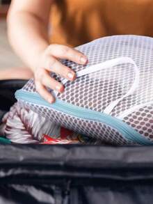 1pc Honeycomb Mesh Laundry Bag With Handle, 12x8 Inch Zipper Wash Bag For Delicates, Socks And Underwear - Pink And Blue, Breathable Laundry Organizer For Travel, Gentle Wash, Protects Lingerie, Delicates Care, Laundry Ty, Durable Zip, Compact Travel Essential, Multi-Use Washing Tote, Everyday Laundry Companion, Lightweight And Breathable Mesh Construction Enhances Airflow, Prevents Snagging Of Fabrics, Colorfast Finish, Easy To Wipe Clean, Ideal For Apartment Living And Campus Use - Multicolor - View 7