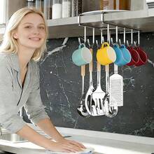 Stainless Steel Cup Hooks, Multi-Functional Hanging Rack, Heavy Duty Rust-Proof Coffee Cup Holder, Under Cabinet Kitchen Organizer, Key & Belt Holder - Multicolor - View 3