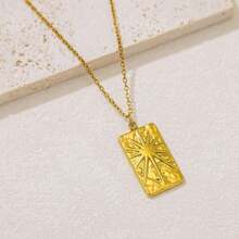 Adjustable Geometric Sun Tarot Charm Pendant Necklace For Women Men Stainless Steel Lucky Amulet Choker Dainty Everyday Friendship Jewelry Gift - 1 - Xem 5