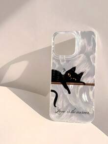 1pc Customized Name, Lazy Cat Pattern Glitter Shiny Waterproof Shockproof Protective Phone Case Compatible With Apple 17 Pro Max/16 Pro Max/15 Pro/14 Plus/13 Pro/12 Pro Max/11/Xs Max/8/7 Phone Accessories, Transparent IMD Soft Glossy Smooth Phone Case - Multicolor - View 3