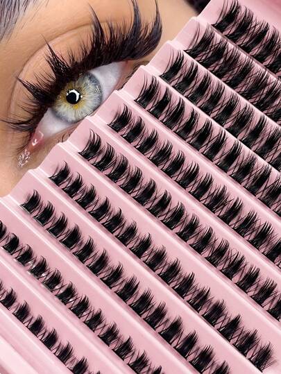 150Pcs D Curl Eyelash Clusters Wispy Voluminous And Lightweight Individual Lashes, Natural Look Lashes Fluffy Cluster Lashes DIY Eyelash Extension Women's Eye Makeup, Beginner Friendly, Reusable Lash Clusters, Eyelash Clusters, Individual Eyelashes, Lashes, Fake Lashes