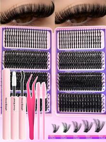 Eimny 416pcs Clusters Lashes Book High Capacity Lashes Kit, D Curl Lash Clusters Multiple Styles Mixed 8-16mm Mega Volume Individual Lashes Wispy Lashes Cluster Lash Set, Soft & Voluminous, Suitable Makeup, Eyelash Extension, Short Lashes, Lashes, Eyelash Extension At Home - Multicolor - View 13
