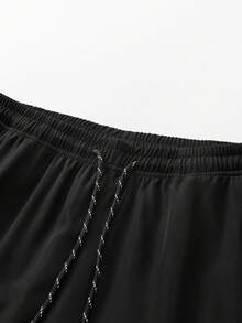 男士黑色吸湿排汗、透气轻便抽绳腰束口运动裤，适合健身训练、日常穿着，可机洗，夏季款 - 黑色 - 查看 10