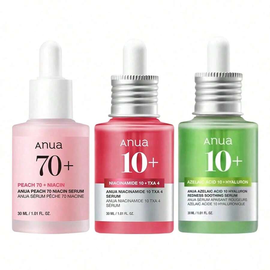 Auna Serum Discovery Trio, Face Serum Travel Size Kit With Hyaluronic Acid, Niacinamide & Azelaic Acid, Hydrating Soothing Gift Set For Women, Korean Skincare Set -30ml/1.01fl.Oz * 3EA - Qty - 查看 1
