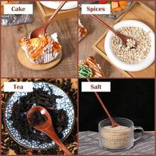 2pcs/4pcs Brown Wooden Long Handle Soup Spoons, Household Tableware Soup Spoon Rice Spoon Stirring Spoon, Suitable For Honey, Milk Tea Mixing In Kitchen - Multicolor - View 4
