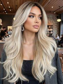 24-Inch Heat-Resistant Wavy Curly Synthetic Wig, Suitable For Travel, Cosplay, Halloween, Christmas, Carnival, Perfect Ready-To-Wear Gift For Girls, Graduation, Holidays - Ombre - View 1