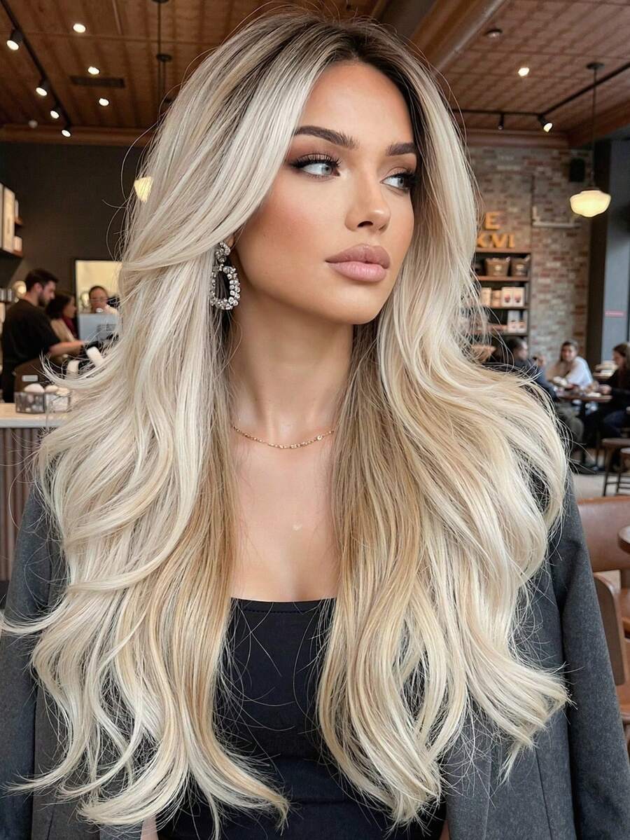 24-Inch Heat-Resistant Wavy Curly Synthetic Wig, Suitable For Travel, Cosplay, Halloween, Christmas, Carnival, Perfect Ready-To-Wear Gift For Girls, Graduation, Holidays - Ombre - View 1