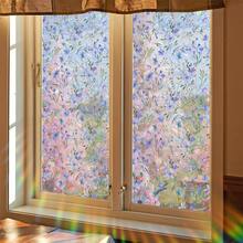 1/6片装水仙花图案彩色玻璃贴纸，静电吸附，呈现彩虹效果，隐私保护贴纸，适用于家居、厨房、卧室、浴室装饰，春日田园风格艺术 - 彩色 - 查看 10