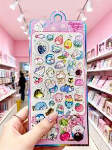 Pegatinas de recompensa de animales lindos en 3D - Diseño elegante y fresco, perfectas para fundas de teléfono, cuadernos, manualidades, pegatinas divertidas, páginas de expansión de diarios, pegatinas en relieve 3D y pegatinas de graffiti. - Multicolor - Ver 13