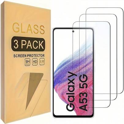 3pcs Galaxy A53 5G Tempered Glass Screen Protector Set, Designed Compatible With Phone Cases, Scratch-Resistant, Bubble-Free, High Durability