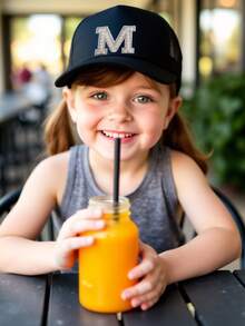 1PC Mesh Letter Embroidery Mesh Baseball Cap Boys Girls Outdoor Adjustable Casual Hats Boy Girl Travel Sunscreen Hat 8-14Y - Black - View 4