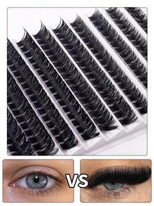 160片D型卷翘DIY假睫毛簇，200片D型卷翘假睫毛，0.07mm D型卷翘8-16mm混合自然款假睫毛，超浓密纤长款卷翘单根假睫毛，纤细纤长款假睫毛，纤长卡通效果假睫毛，适合新手在家使用，200片超浓密假睫毛，200片大容量装 - D - 查看 3