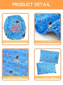 1/2/3pcs Set Blue Astronaut Bedding Set, Soft & Breathable Polyester Fabric, Suitable For Twin/Full/Queen/King Size Bed, Machine Washable - Multicolor - View 6