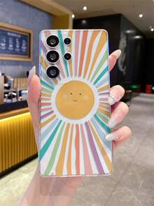 1pc Sun Pattern Transparent TPU Soft Phone Case, Anti-Drop Anti-Scratch Anti-Fingerprint, Precise Camera Cutout, Compatible With Samsung, Apple, Nothing, Pixel, - Clear - View 3
