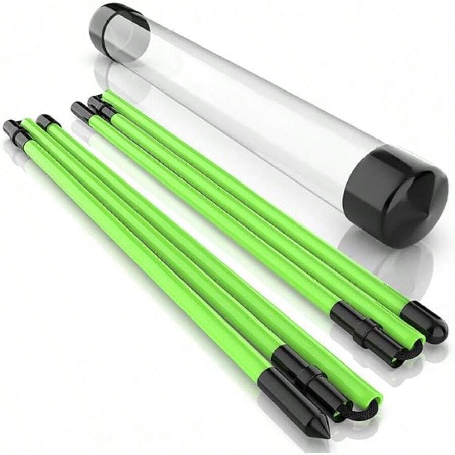 2 Pack Premium Golf Alignment Sticks, 48 Inches Fluorescent Green Golf Training Aid For Aiming, Putting, Full Swing, Collapsible Golf Swing Trainer With Clear Tube Sleeve For Easy Carrying - 1__ - 查看 1