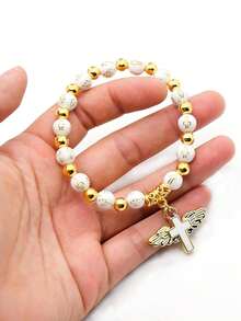 Pulsera de cuentas doradas de 7 piezas, multifuncional, apilable, estilo bohemio playero, cadenas de cuentas autocombinadas, versátil, para uso diario, sin necesidad de elegir ropa, exquisita, de una sola capa, detalles de calidad, cómoda, para fiestas en la playa. - Dorado - Ver 4