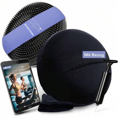 33cm Black Balance Cushion Ball With Pump, Smooth/Nubbed Surface (With/Without Cover), Comfortable For Stability & Core Training