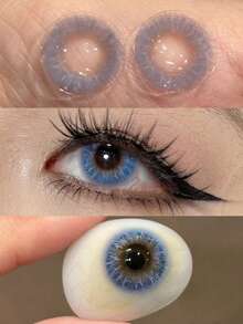 1 Pair Blue Gradient Soft Disposable Contact Lenses, Annual Replacement Cosmetic Lenses, Suitable For Daily Use And Carrying - Yearly Disposable - View 3