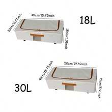 1 pieza Caja de almacenamiento de tela con ruedas, cesta de almacenamiento de ropa plegable y portátil, ruedas extraíbles, asas dobles, soporte de marco de acero para armario, habitación, dormitorio, ropa de cama, almacenamiento, regalo y decoración del Día de San Valentín - Beis - Ver 7
