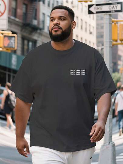 AnChiStreetwear - Áo thun nam cỡ lớn thời trang tối giản in chữ, tay ngắn, phù hợp cho phong cách đường phố, hoạt động ngoài trời và đi làm hàng ngày.