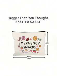 Emergency Snacks Letter Printed Storage Bag, Christmas Gift For Mom, Teacher, Friend, Nurse, Cosmetic Bag, Gift Bag For Female Friends, Travel Souvenirs, Birthday, Women'S Day, Party, Bridesmaid Cosmetic Storage Bag, Toiletry Bag, Storage Bag, Cosmetic Bag, Cosmetic Storage Bag, Makeup Tools, Travel Gift Makeup Bag Makeup Bags Makeup Organizer Make Up Organizer Makeup Storage - Multicolor - View 10