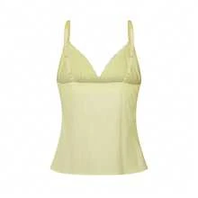 Women's V-Neck Lace Trim Camisole Spaghetti Strap Peplum Crop Tank Tops Loose Sleeveless Ruffle Hem Vest Shirts - Màu Mù tạt vàng - Xem 3