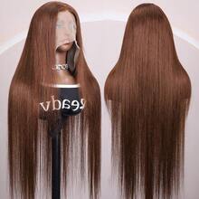 Straight Wigs Human Blended Hair 13x6 13x4 5x5Lace Front Wigs Human Blended Hair Pre Plucked 200 Density HD Lace Frontal Wigs Human Blended Hair For Women Glueless Wigs Human Blended Hair Natural Black 28 Inch - Brown - View 7