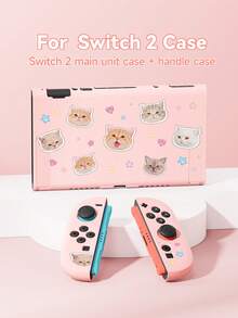 1 Set Cute Cat Design Compatible Accessories For Switch 2 (2025)/Switch NS/Switch OLED, Including Protective Case/Dock Cover/Storage Bag, TPU Soft Shell, Stylish & Practical, Portable Stand, Anti-Fall Anti-Scratch Anti-Fouling, Fashionable Romantic Gift - Multicolor - View 2