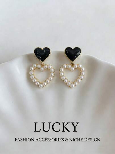 1 par de pendientes de aro con diseño de corazón, elegantes y versátiles, adecuados para uso diario y festividades de chicas adolescentes