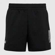 Adidas 阿迪达斯儿童网球短裤，B CLUB 3S 系列，速干防摩擦，侧边口袋，专业训练比赛裤 - 黑色 - 查看 1