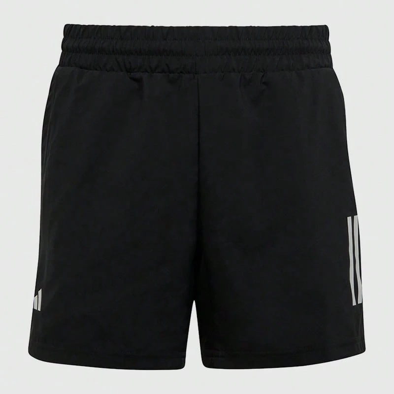 Adidas 阿迪达斯儿童网球短裤，B CLUB 3S 系列，速干防摩擦，侧边口袋，专业训练比赛裤 - 黑色 - 查看 1