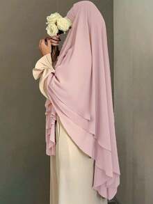 1pc Women's Elegant Solid Color Three-Layer Hooded Robe, Chador, Khimar, Jilbab, Breathable Sun Protection Headscarf, Suitable For Casual Outdoor Wear In All Seasons - Multicolor - View 38